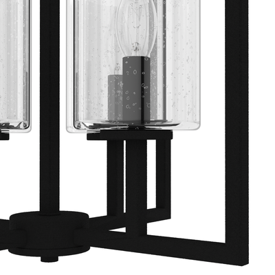 Kerrison 15-inch 4-light Natural Black Iron Lantern Pendant with Seeded Glass