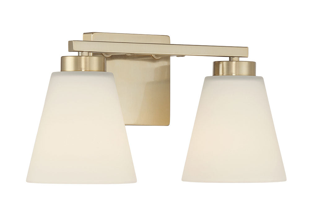 13-inch Strayhan Modern Gold 2-Light White Frosted Glass Bathroom Vanity Light