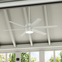 60 inch Solaria ENERGY STAR® Fresh White Damp Rated Ceiling Fan with LED Light Kit and Wall Control