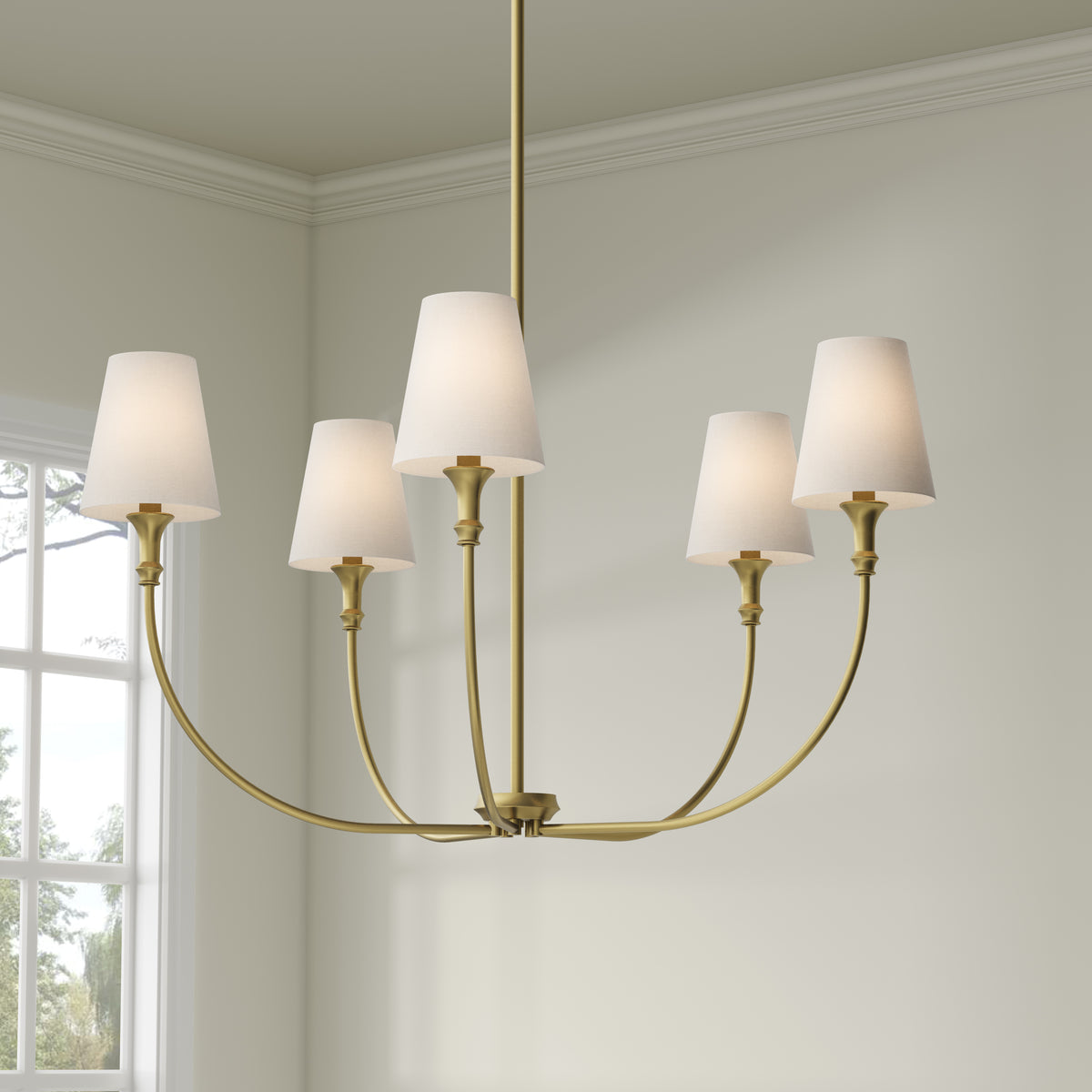 32.5'' Mairbourne Vintage Brass 5 Light Chandelier