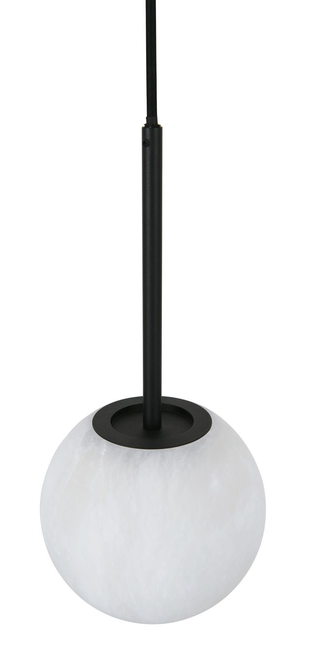 Lucent 1 Light Black Pendant Light with Alabaster Shade