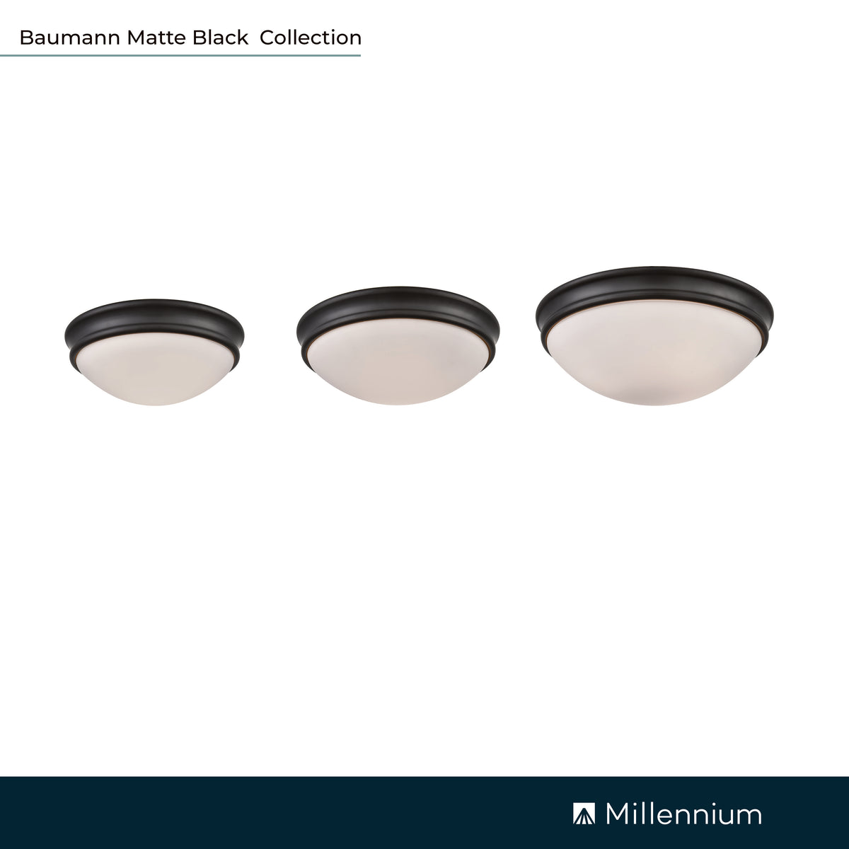 5'' Baumann Matte Black 3 Light Flush Mount
