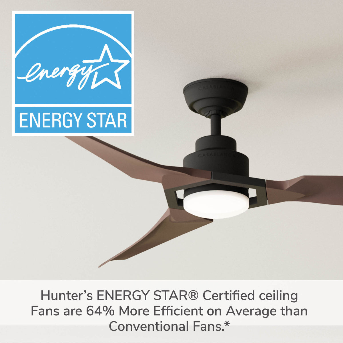 Casablanca 52 inch Eula ENERGY STAR® Matte Black Damp Rated Ceiling Fan with LED Light Kit and Wall Control and Handheld Remote