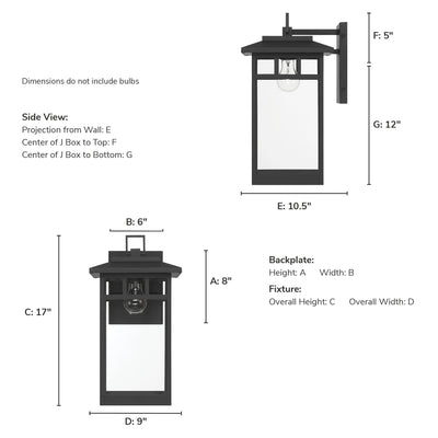 Yancy House 17-inch 1-light Matte Black Outdoor Wall Light with Clear Glass