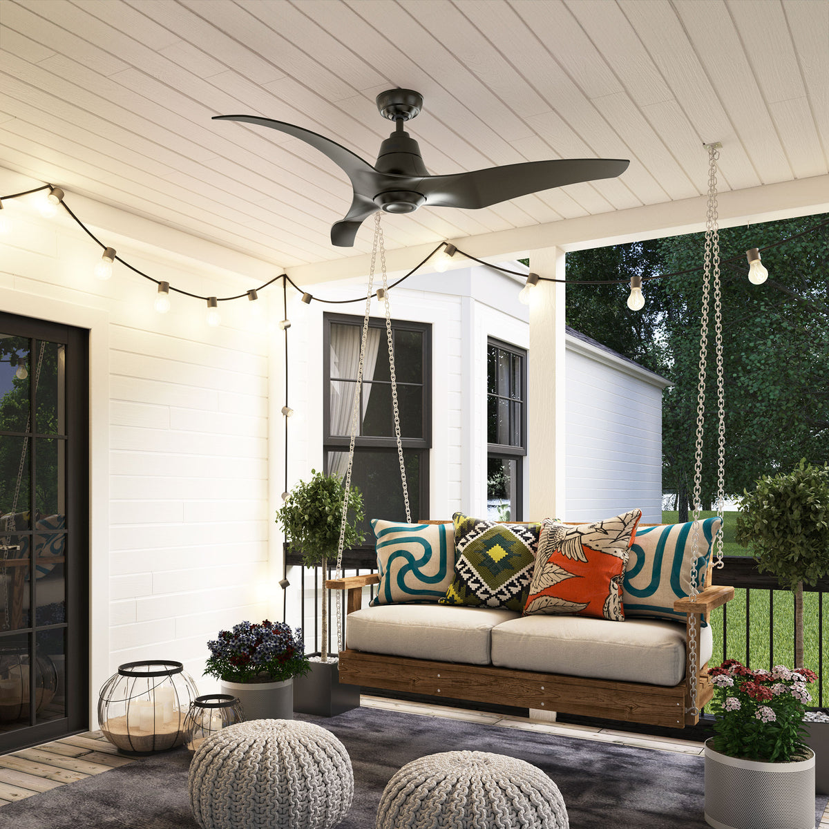 Casablanca 60 inch Stingray ENERGY STAR® Granite Damp Rated Ceiling Fan with LED Light Kit and Handheld Remote