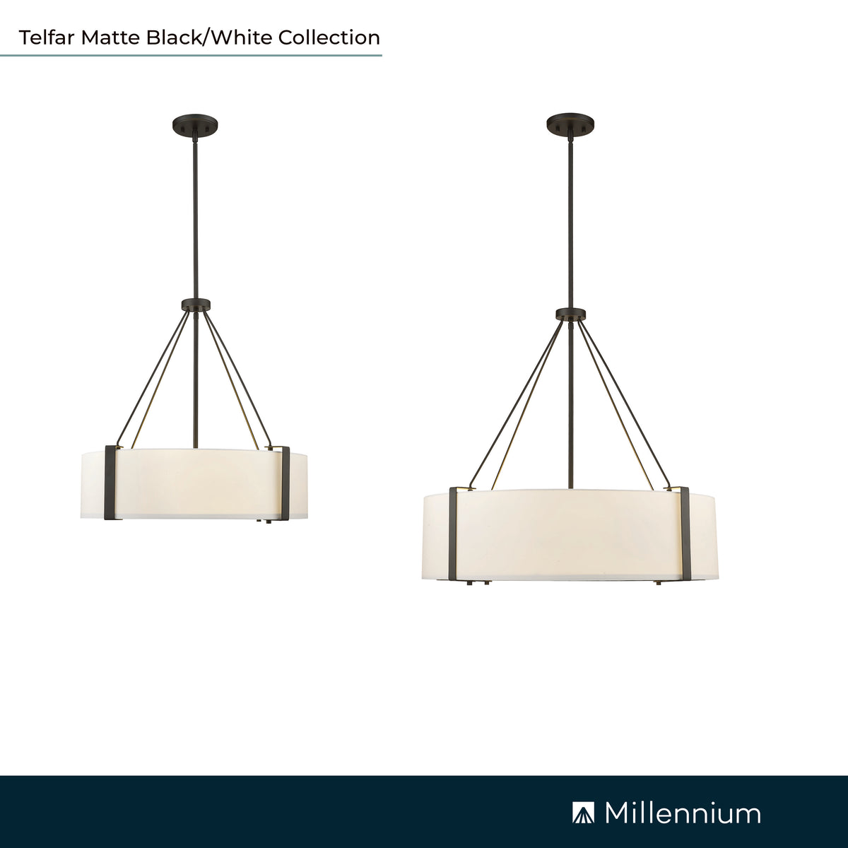 27'' Telfar Matte Black/White 6 Light Pendant