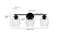 22.25'' Miravelle Matte Black 3 Light Bath Vanity