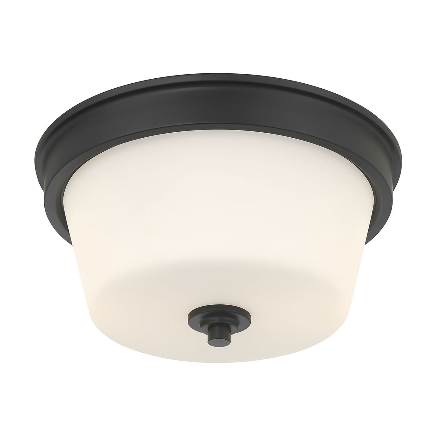 13-inch Strayhan Matte Black 2-Light White Frosted Glass Flush Mount Ceiling Light
