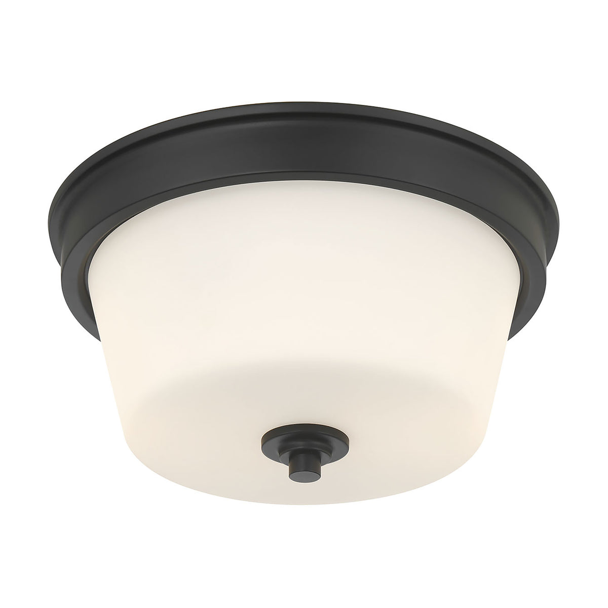 13-inch Strayhan Matte Black 2-Light White Frosted Glass Flush Mount Ceiling Light