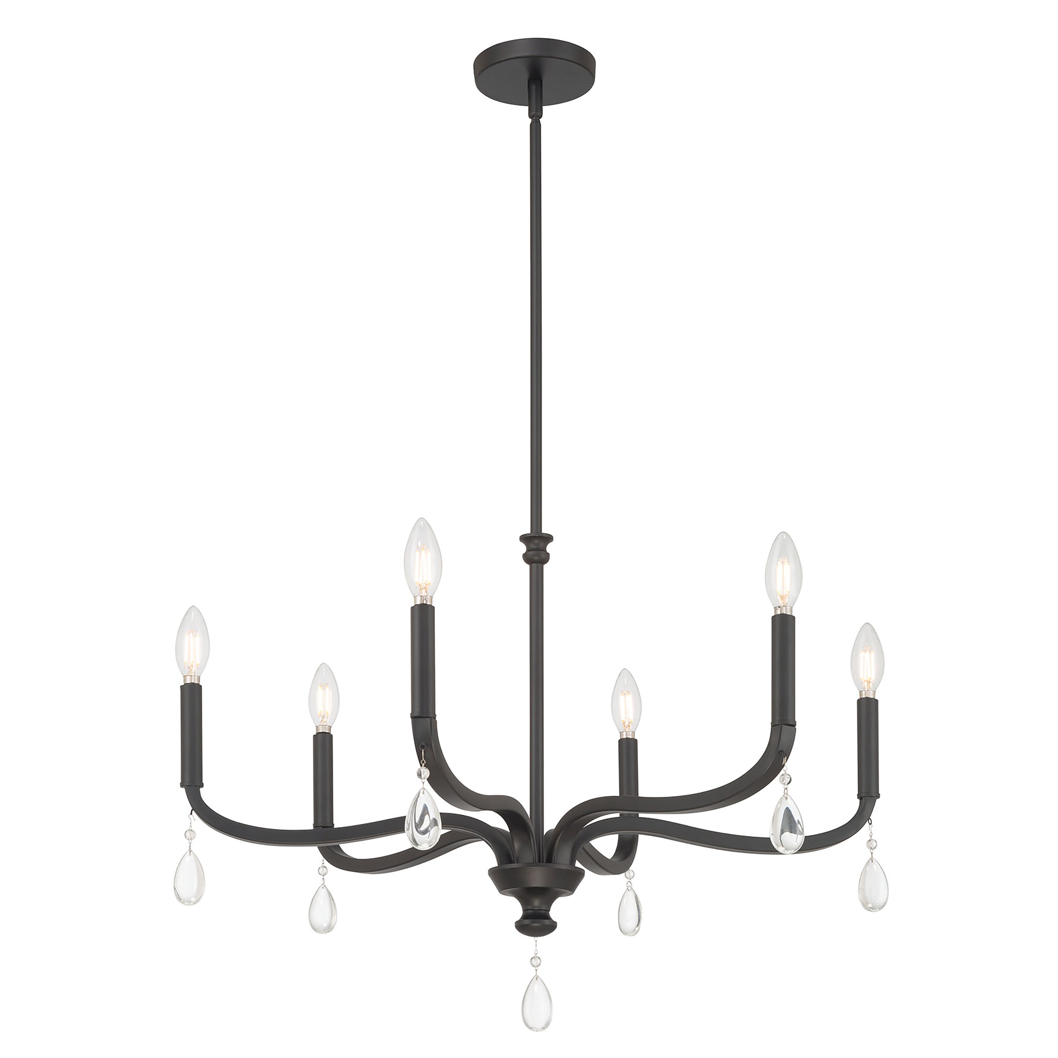 19.75'' Viremont Matte Black 6 Light Chandelier