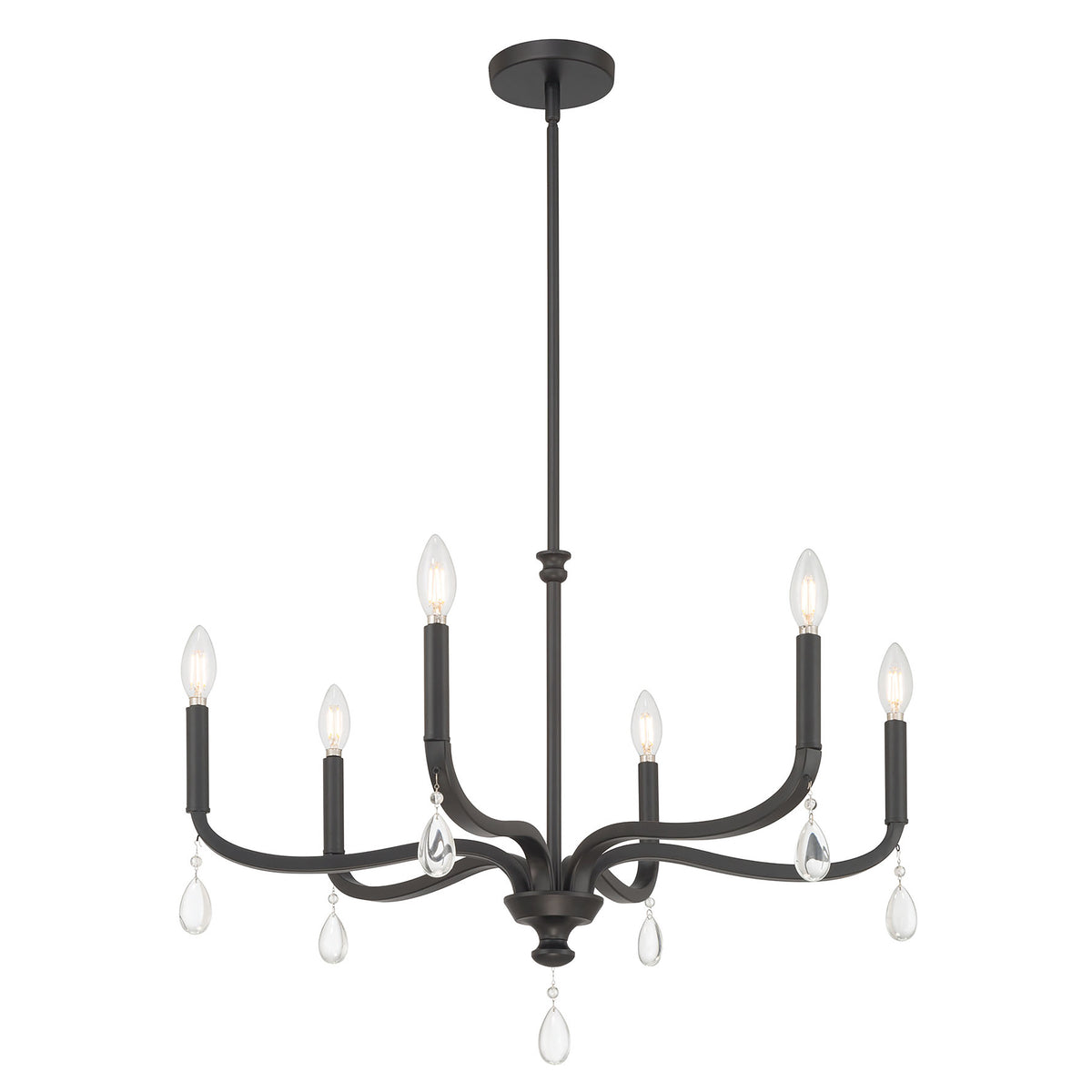19.75'' Viremont Matte Black 6 Light Chandelier