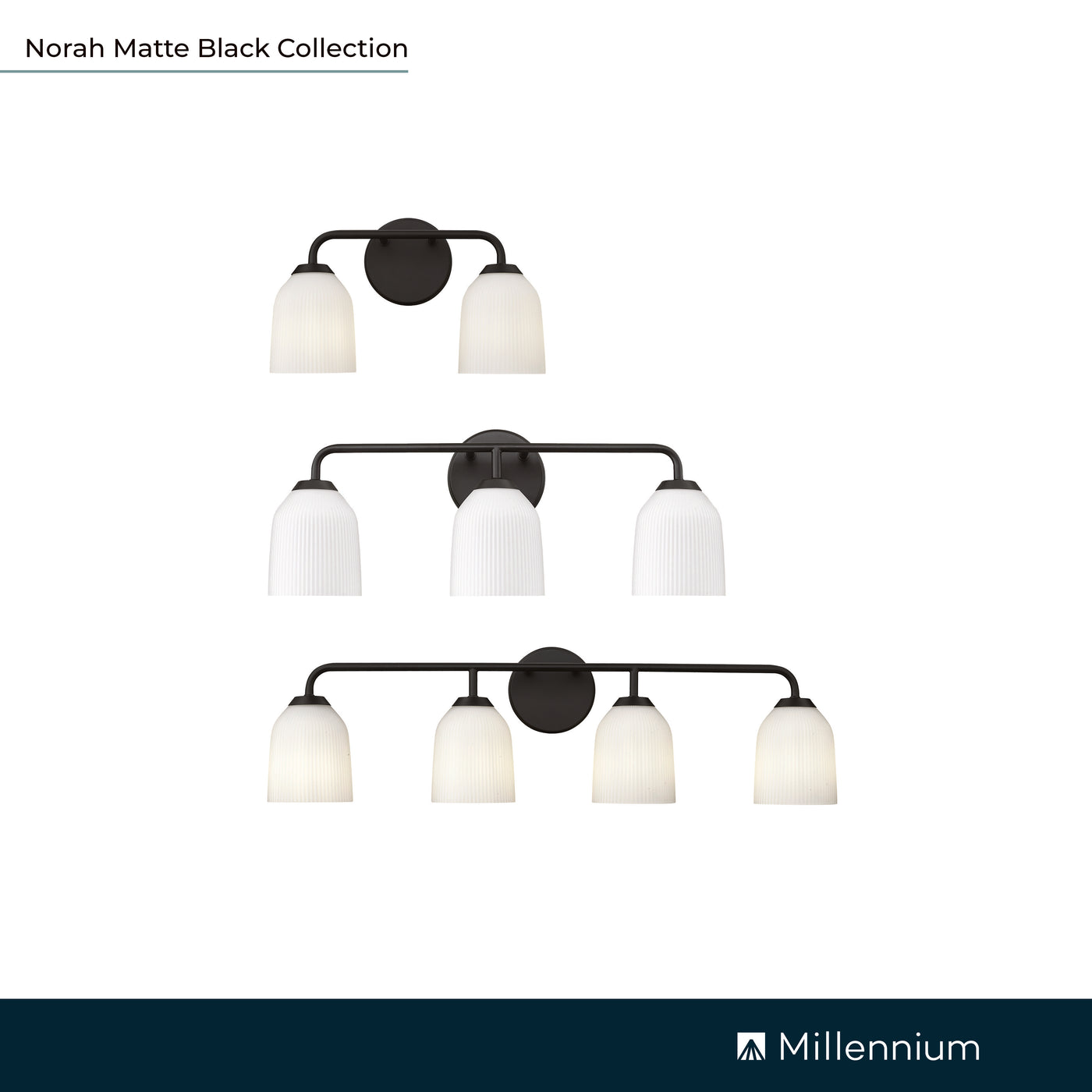 15'' Norah Matte Black 2 Light Bath Vanity