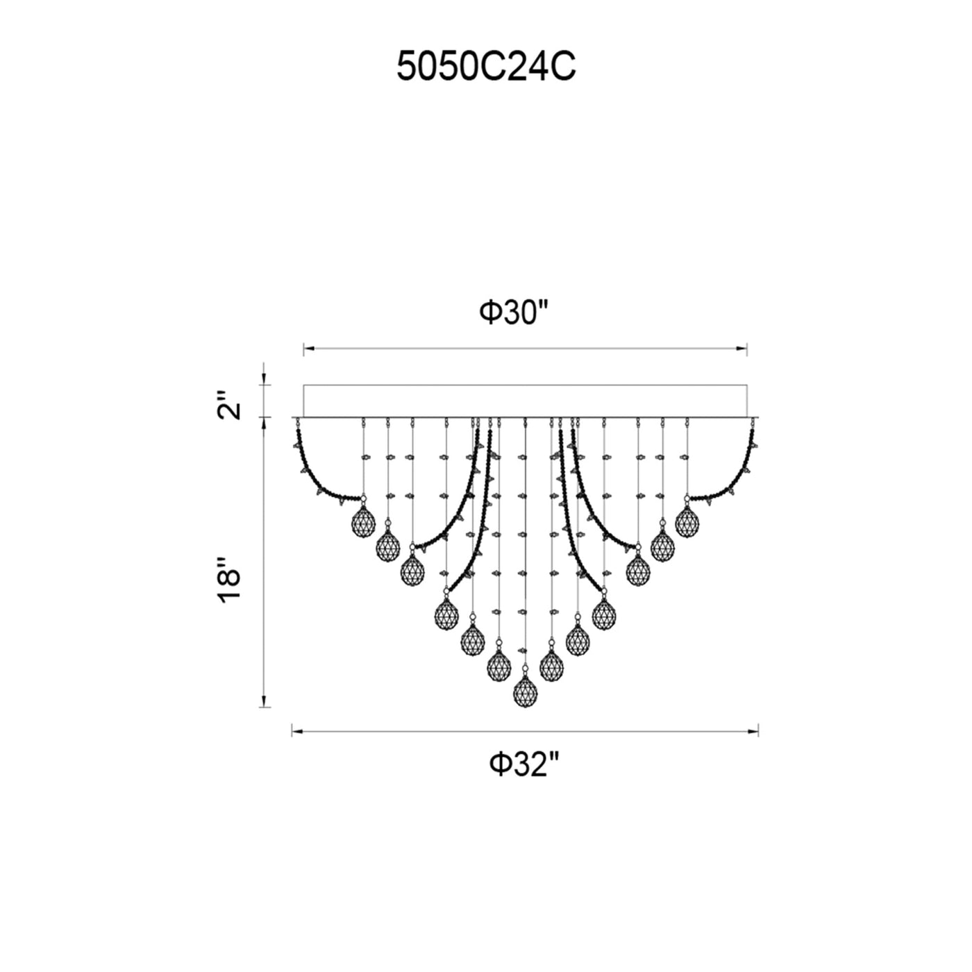 Fountain 9 Light Chorme Flush Mount