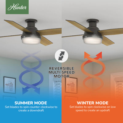 52 inch Dempsey Noble Bronze Low Profile Ceiling Fan with LED Light Kit and Handheld Remote