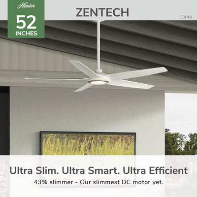 52 inch Zentech Wi-Fi ENERGY STAR® Fresh White Damp Rated Ceiling Fan with LED Light Kit and Handheld Remote