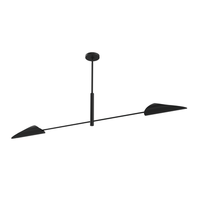 Merian 65-inch 2-light Matte Black Linear Chandelier with Matte Black Metal Shade