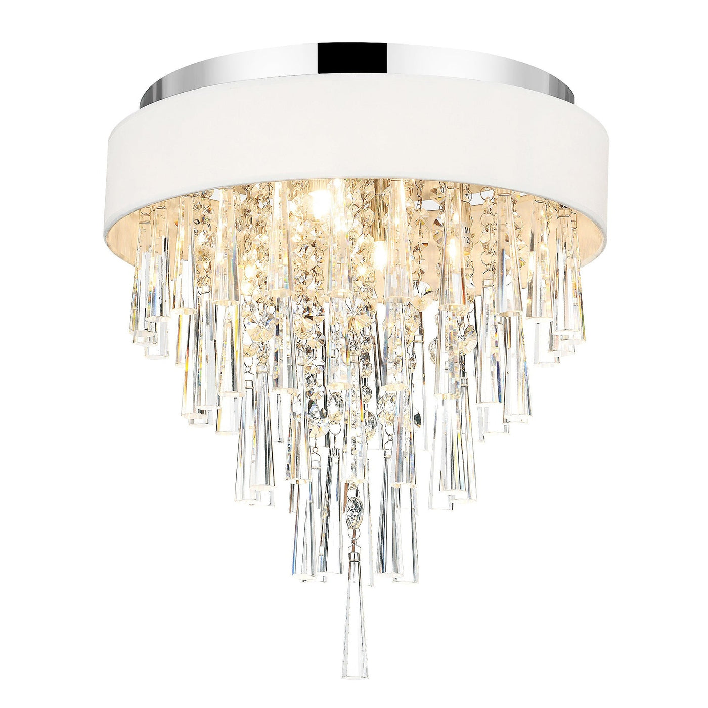 Franca 4 Light Chrome Flush Mount with Off White Drum Shade