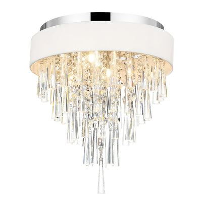 Franca 4 Light Chrome Flush Mount with Off White Drum Shade