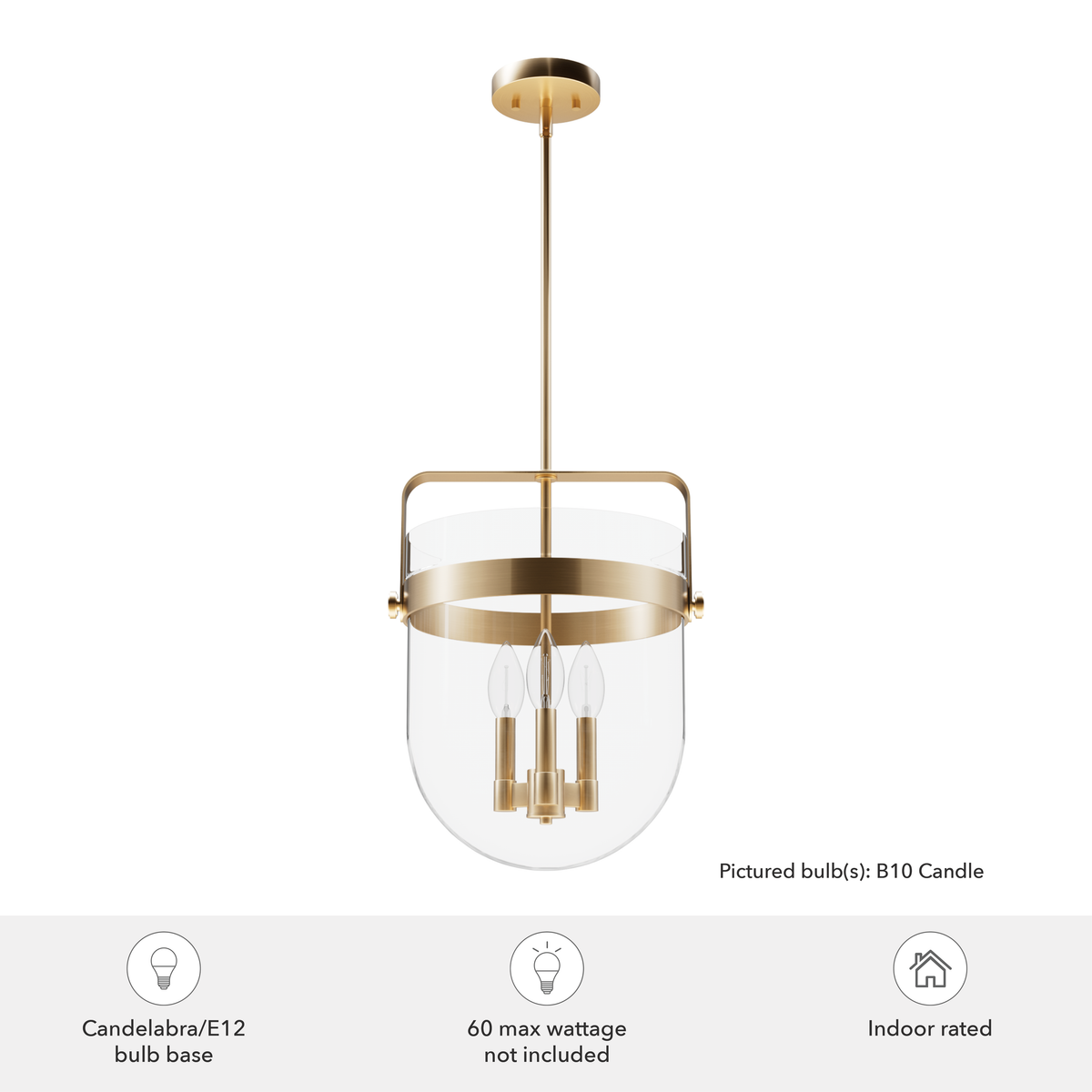 Karloff 14-inch 3-light Alturas Gold Lantern Pendant with Clear Glass