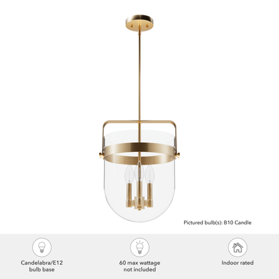 Karloff 14-inch 3-light Alturas Gold Lantern Pendant with Clear Glass