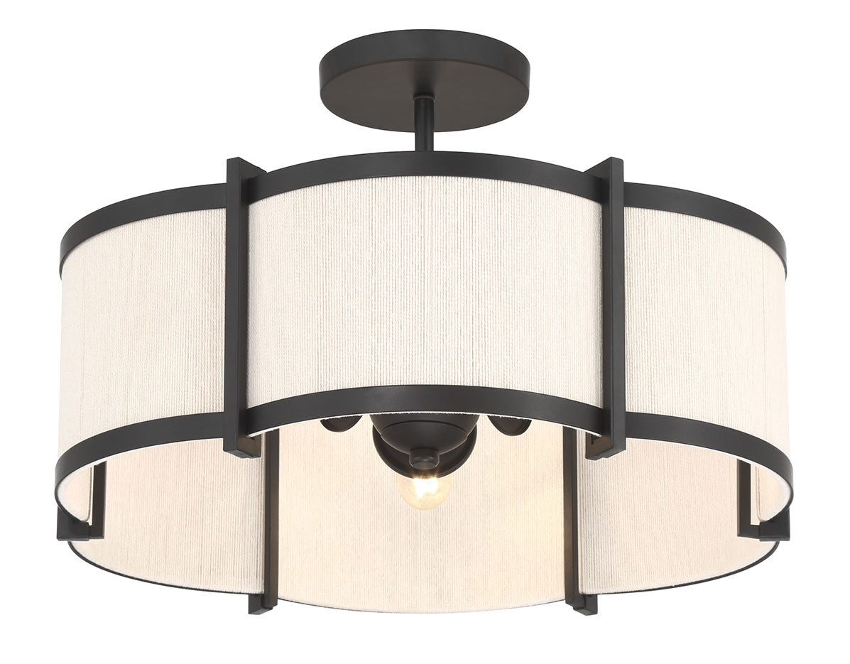 12'' Marlbeck Matte BlackOff White 3 Light Semi-Flush Mount