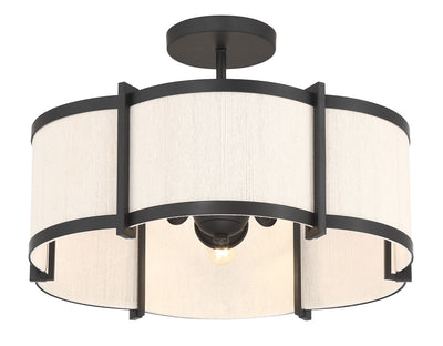 12'' Marlbeck Matte BlackOff White 3 Light Semi-Flush Mount