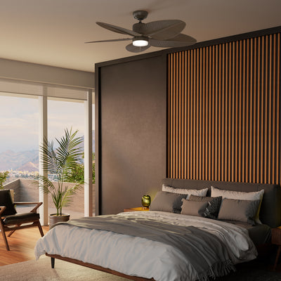 Casablanca 52 inch Coveview ENERGY STAR® Matte Bronze Damp Rated Ceiling Fan with LED Light Kit and Wall Control and Handheld Remote