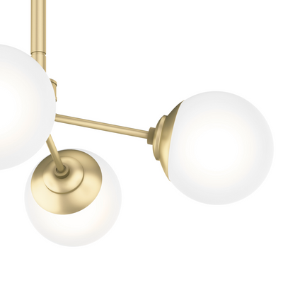 Hepburn 30-inch 4-light Modern Brass Chandelier with Cased White Glass