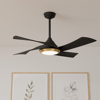 Casablanca 52 inch Vespucci ENERGY STAR® Matte Black Damp Rated Ceiling Fan with LED Light Kit and Wall Control and Handheld Remote