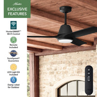 52 inch Aeronaut  Wi-Fi ENERGY STAR® Matte Black Damp Rated Ceiling Fan with LED Light Kit and Handheld Remote