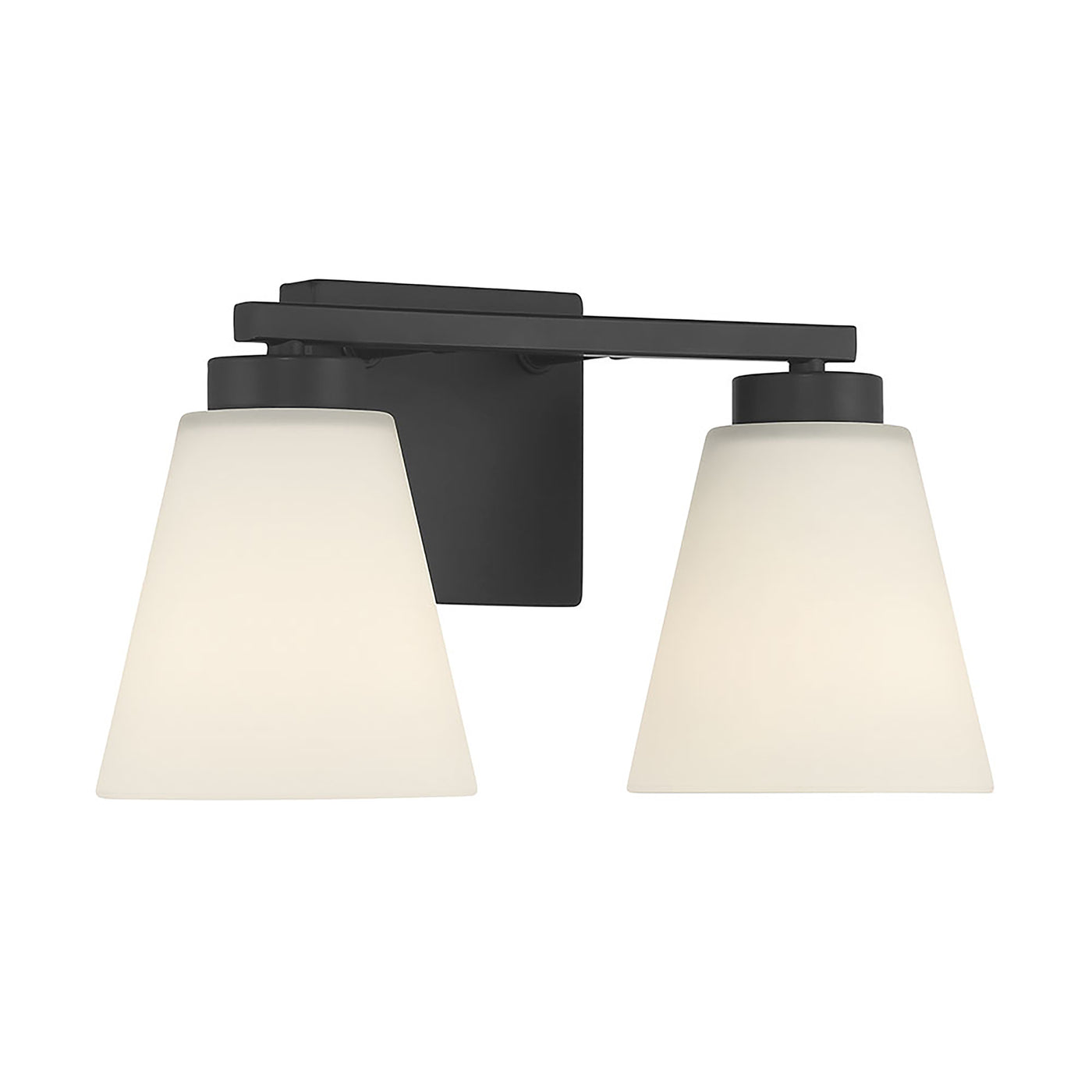 13-inch Strayhan Matte Black 2-Light White Frosted Glass Bathroom Vanity Light