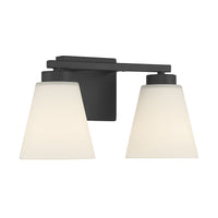 13-inch Strayhan Matte Black 2-Light White Frosted Glass Bathroom Vanity Light