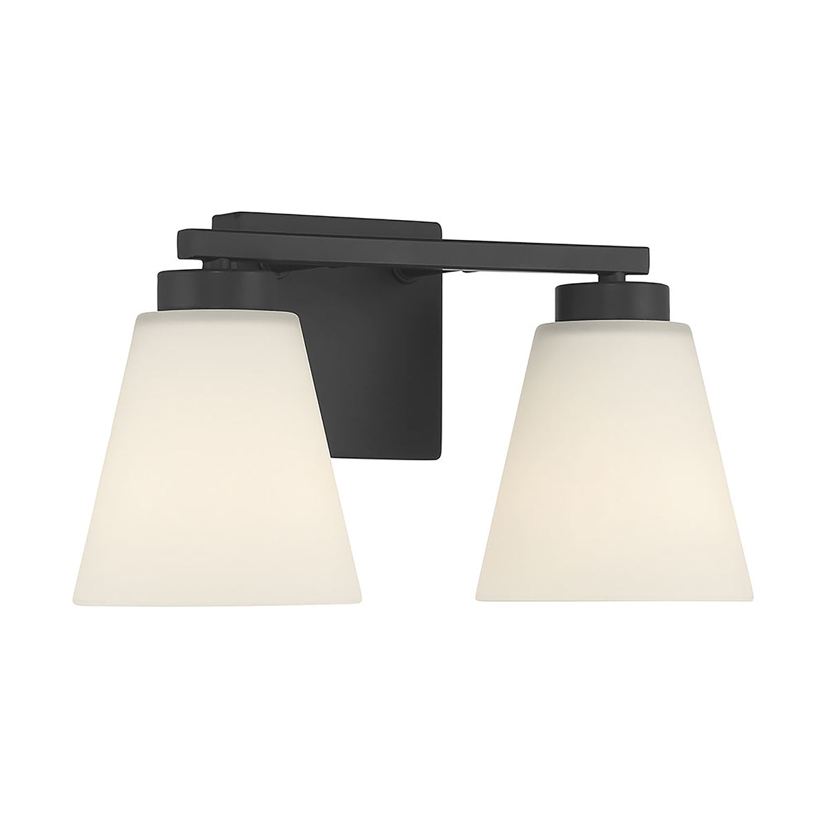 13-inch Strayhan Matte Black 2-Light White Frosted Glass Bathroom Vanity Light