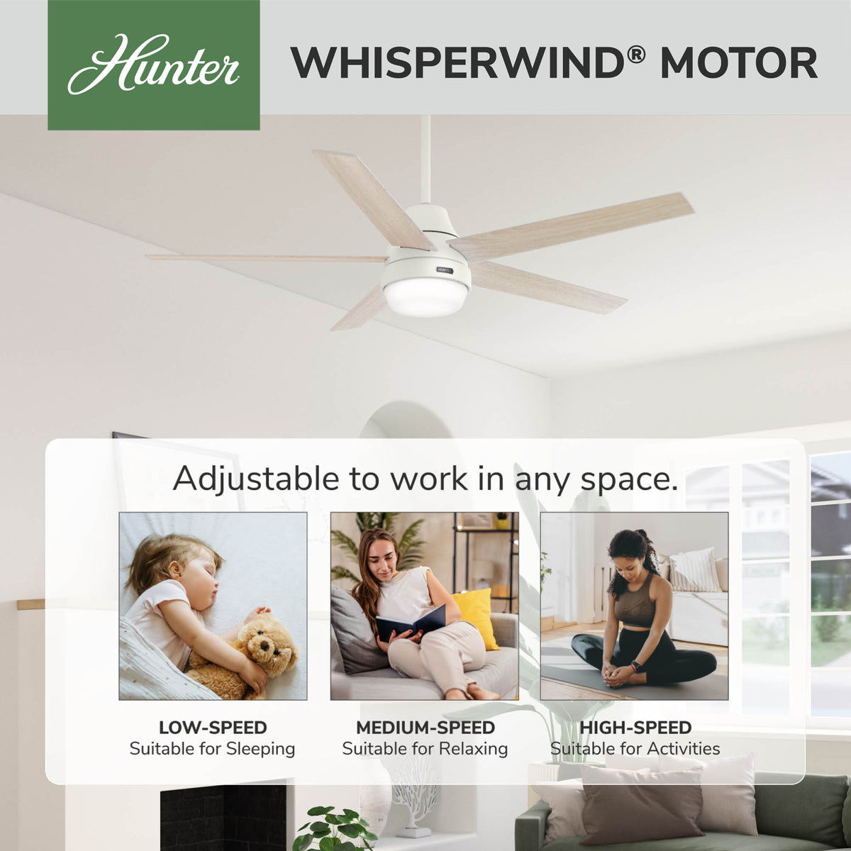 60 inch Aerodyne Wi-Fi ENERGY STAR® Matte White Ceiling Fan with LED Light Kit and Handheld Remote