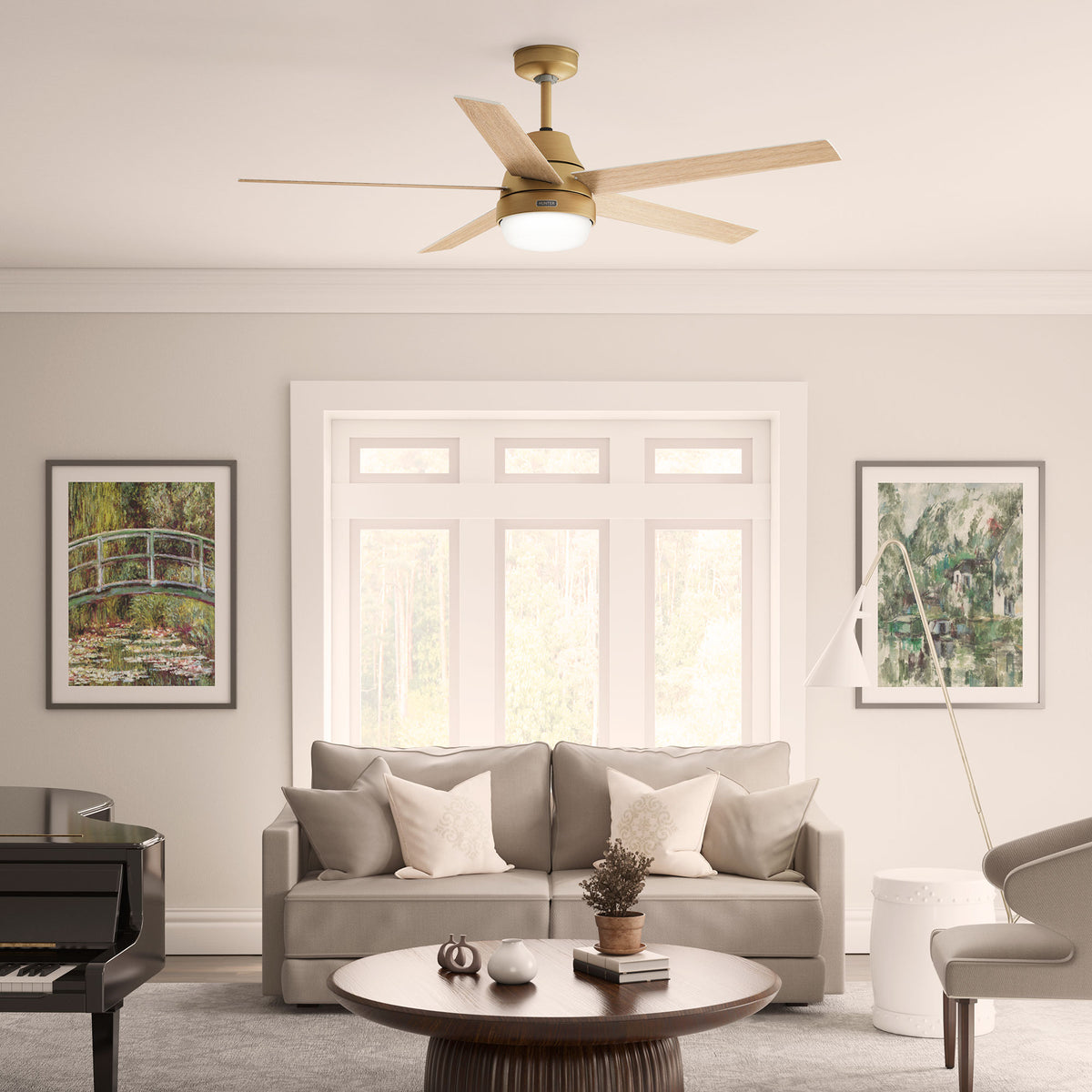 60 inch Aerodyne Wi-Fi ENERGY STAR® Luxe Gold Ceiling Fan with LED Light Kit and Handheld Remote