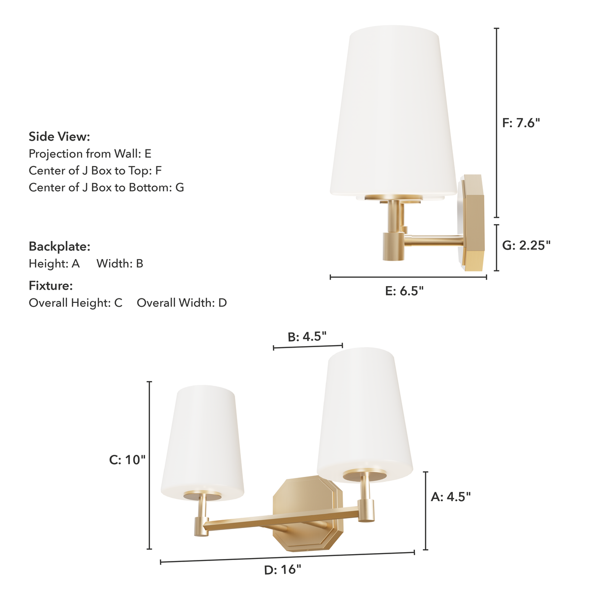 Nolita 16-inch 2-light Alturas Gold Vanity Light with Cased White Glass