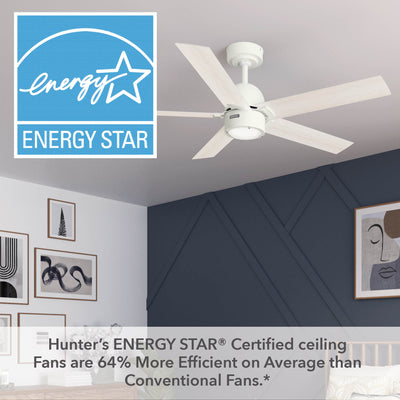 52 inch Erling ENERGY STAR® Fresh White Ceiling Fan with LED Light Kit and Handheld Remote