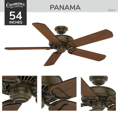 Casablanca 54 inch Panama Aged Bronze Ceiling Fan and Wall Control