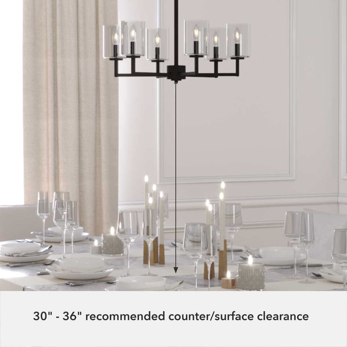 Kerrison 24.5-inch 6-light Natural Black Iron Chandelier with Seeded Glass
