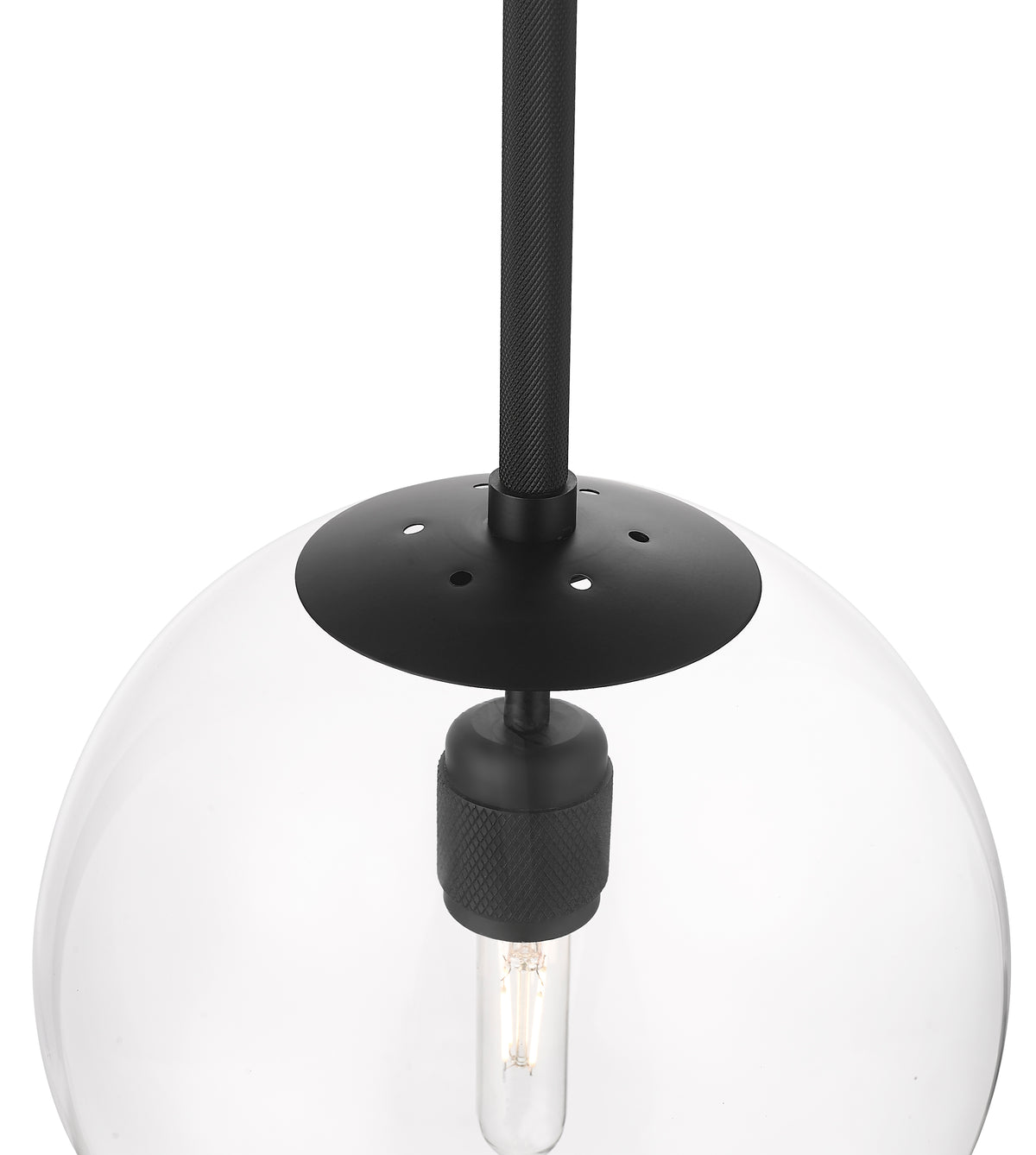 12-inch Kairo Matte Black 1-Light Clear Glass Pendant Light