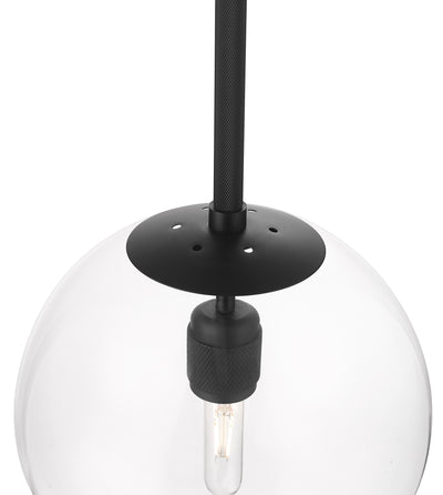 12-inch Kairo Matte Black 1-Light Clear Glass Pendant Light