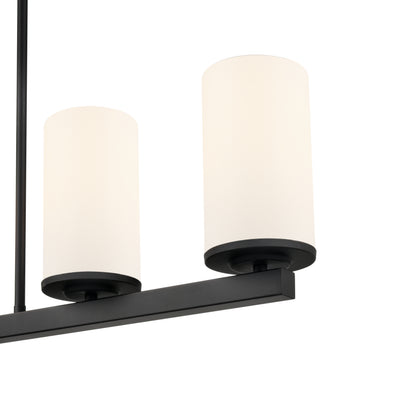 40-inch Verlana Matte Black 5-Light Etched White Glass Linear Chandelier