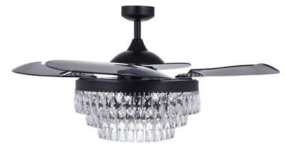 48 Inch Antique Black Retractable Blade Ceiling Fan