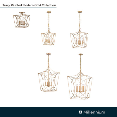 30.5'' Tracy Painted Modern Gold 4 Light Pendant