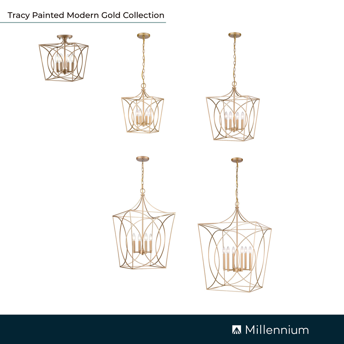 36.1'' Tracy Painted Modern Gold 6 Light Pendant
