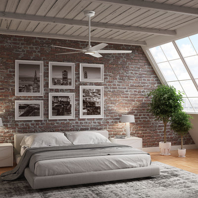 52 inch Zentech Wi-Fi ENERGY STAR® Fresh White Damp Rated Ceiling Fan with LED Light Kit and Handheld Remote