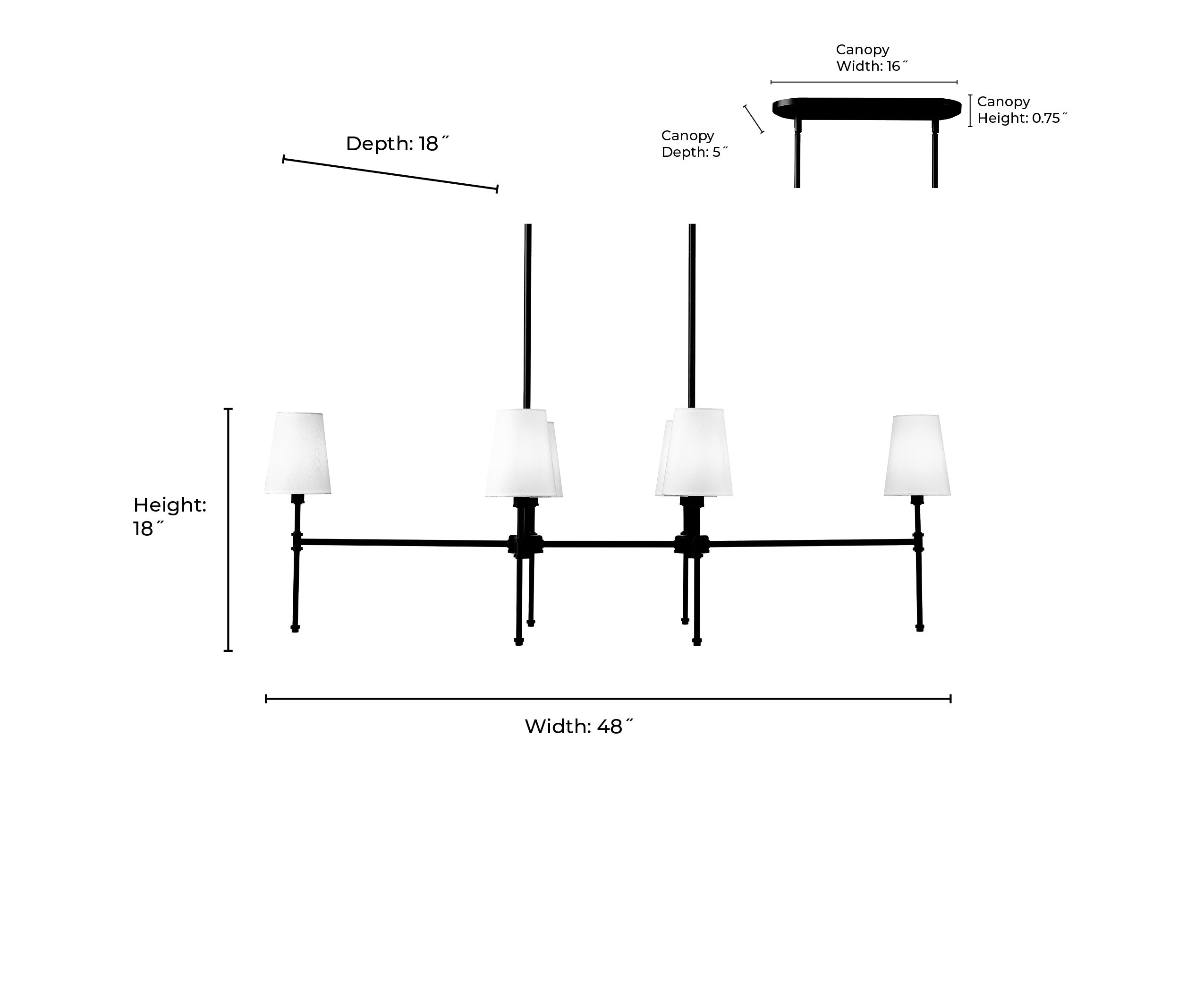 18'' Adorra Matte Black 6 Light Linear Chandelier