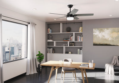52 inch Anisten Matte Black Ceiling Fan with LED Light Kit and Pull Chain