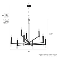 Sunjai 40-inch 9-light Matte Black Chandelier