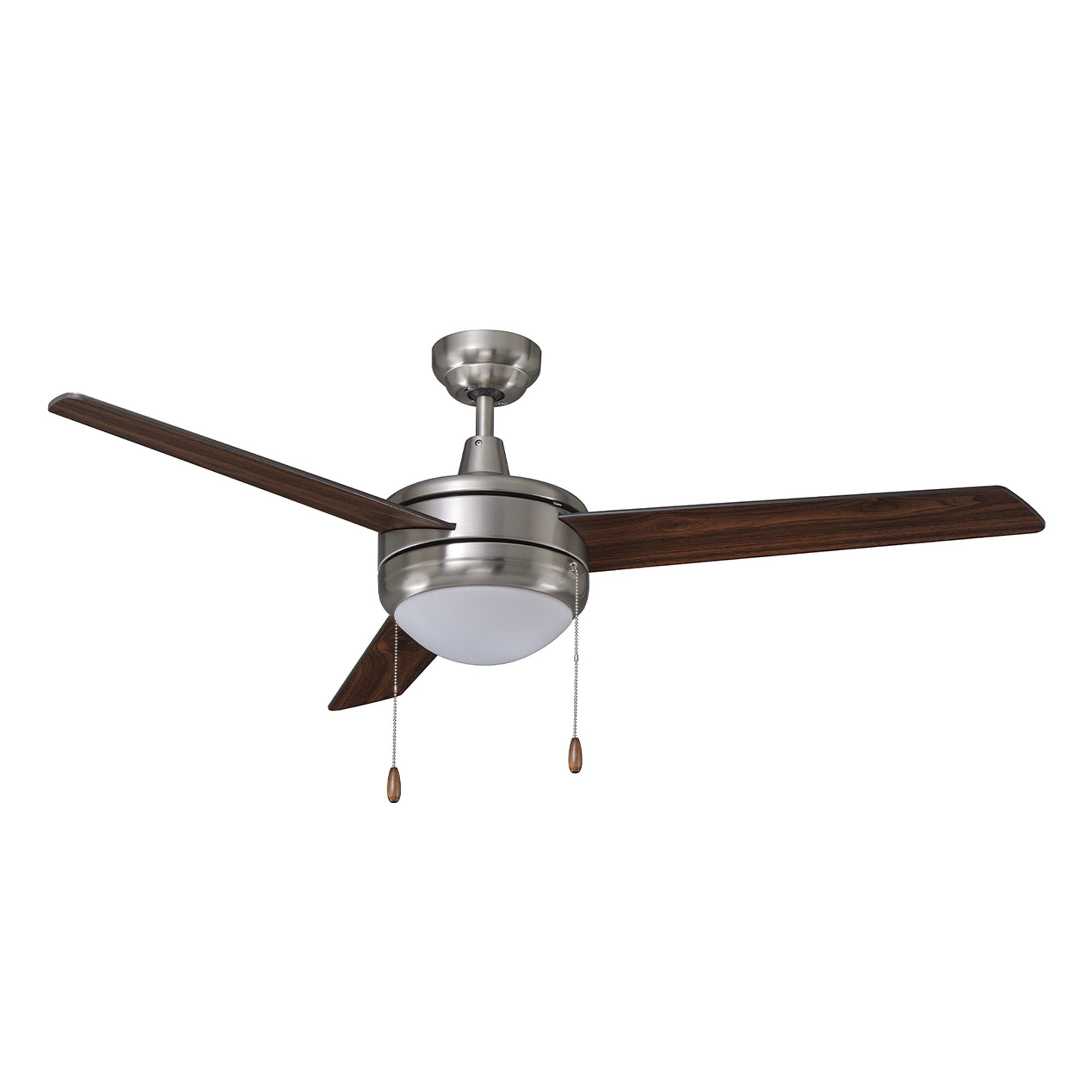 50 Inch Contempo AC Brushed Nickel Indoor Ceiling Fan 3-Blade 2 Lights Reversible